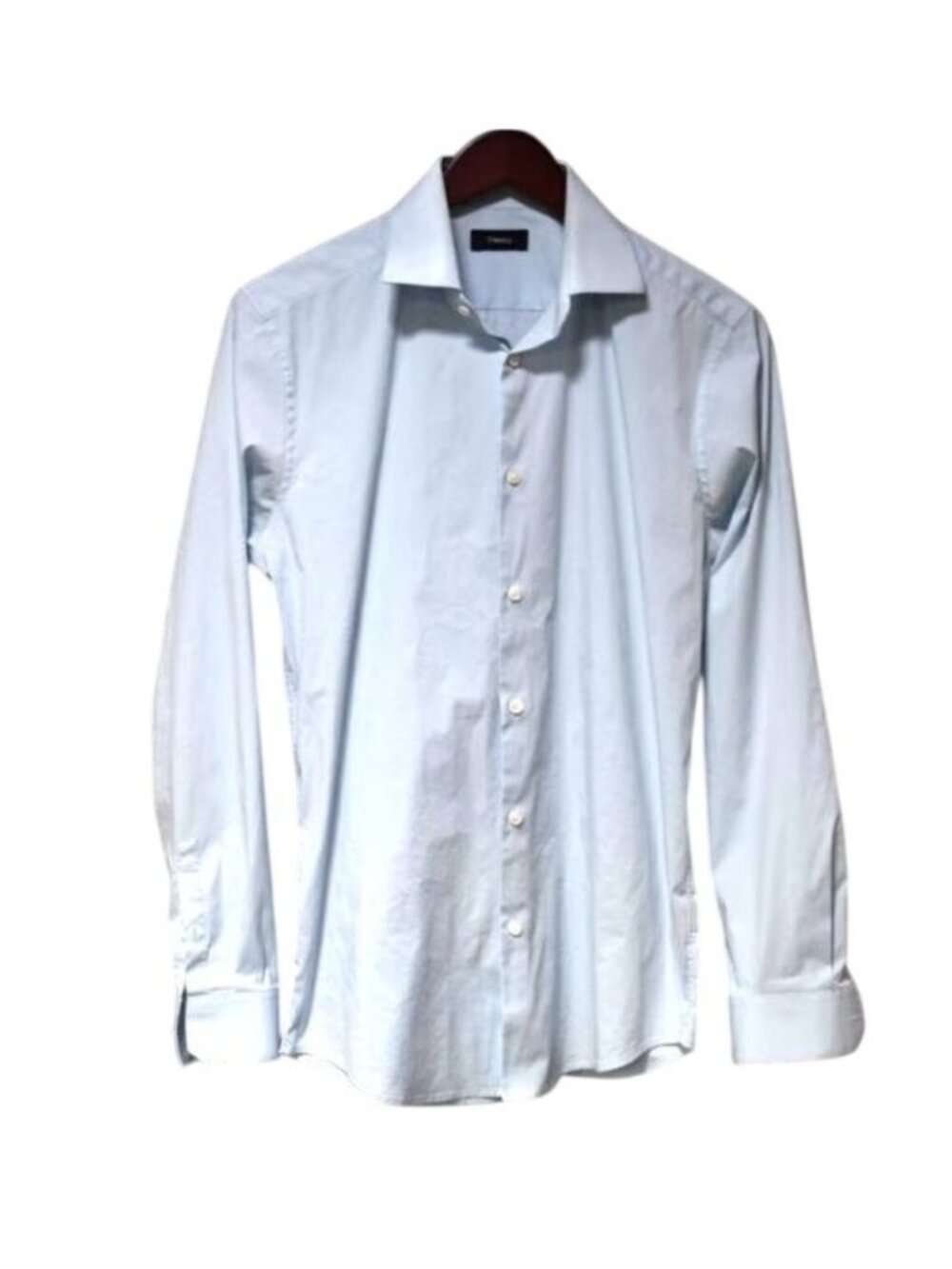 BAR III- LIGHT BLUELONG SLEEVE MENS DRESS SHIRT SLIM FIT STRETCH 100%COTTON SZ M